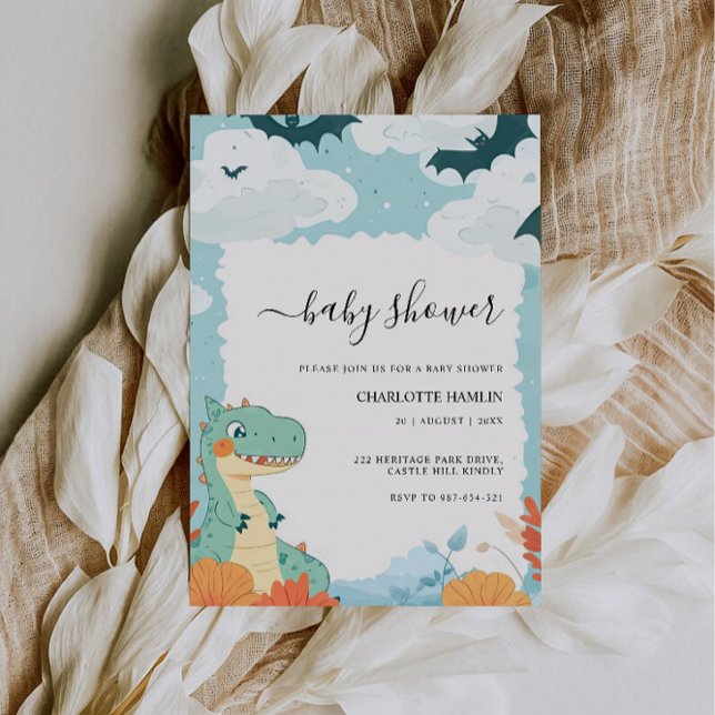 Wedding Dinosaur Baby Shower  Invitation (Wedding Dinosaur Baby Shower Invitation)