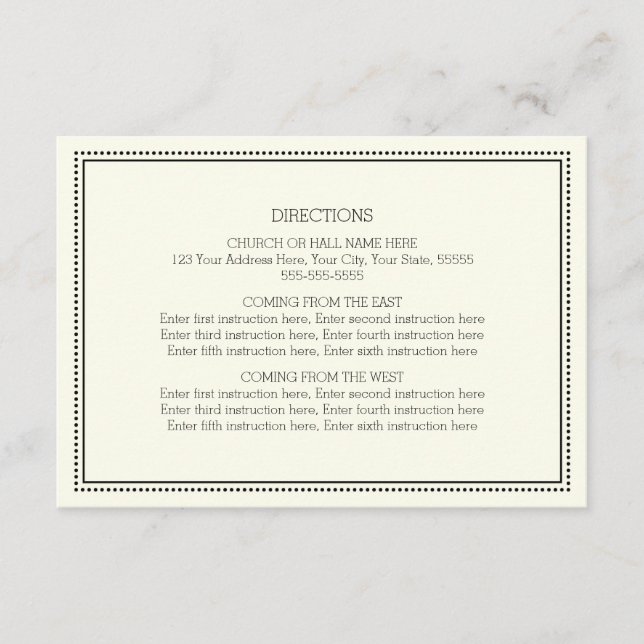 Wedding Direction Cards Black and White Vintage (Front)
