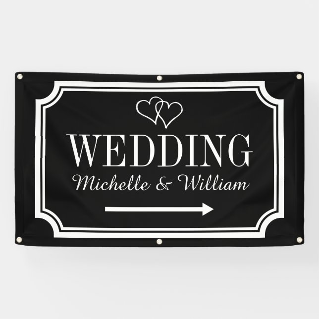 Wedding direction sign banner Personalised signage (Horizontal)