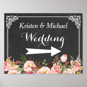Wedding Direction Sign   Vintage Chalkboard Floral