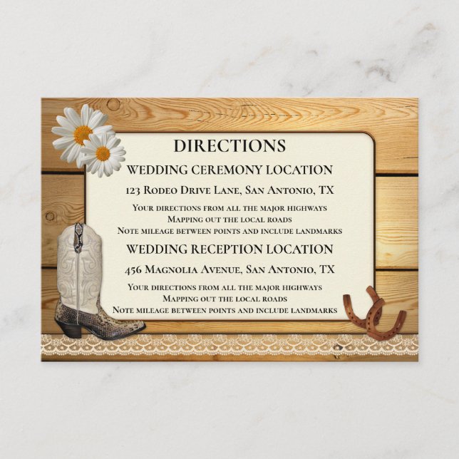 Wedding Directions and Accommodation Insert Card (Front)