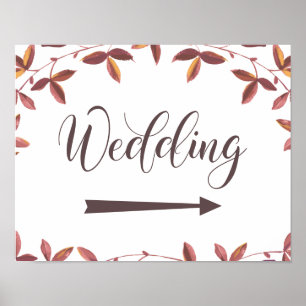 Wedding directions sign right arrow rustic autumn