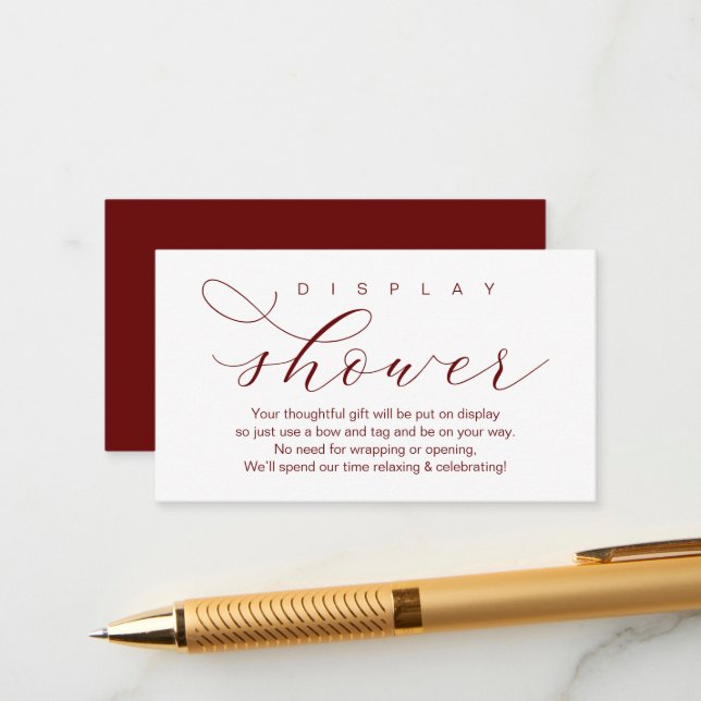 Wedding Display Shower, Modern Elegant Enclosure Card (Front/Back In Situ)