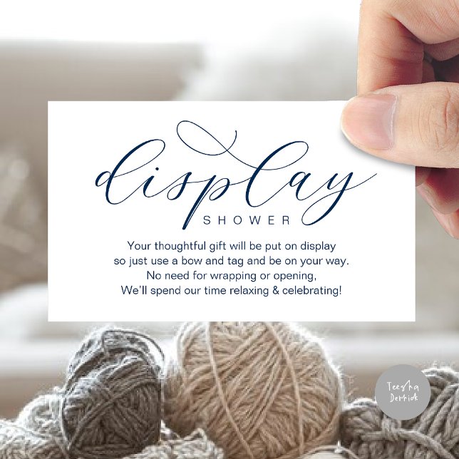 Wedding Display Shower, Modern Elegant Minimalist Enclosure Card (Wedding Display Shower, Modern elegance Bridal Enclosure Card Romantic Classy Navy Blue)