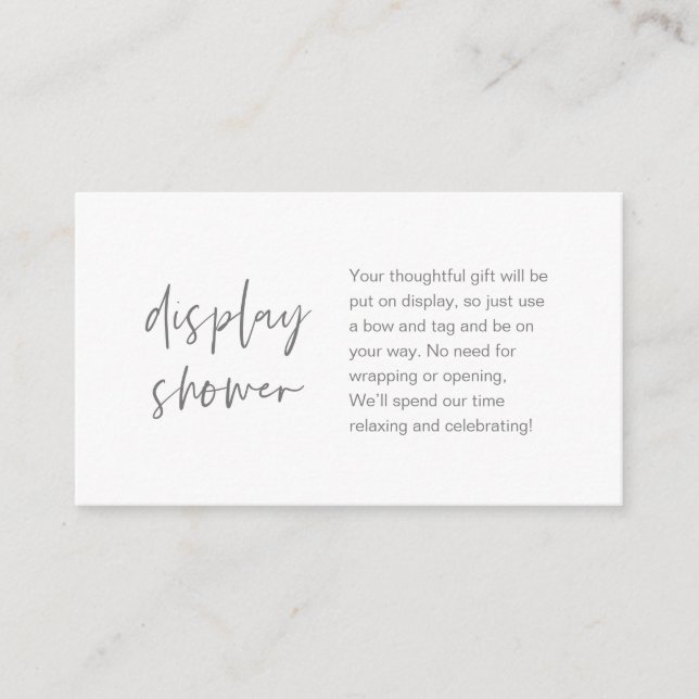 Wedding Display Shower, Modern Minimalist Dark Enclosure Card (Front)