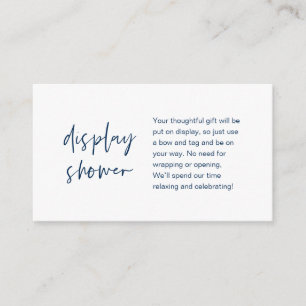 Wedding Display Shower, Modern Minimalist Navy Enclosure Card
