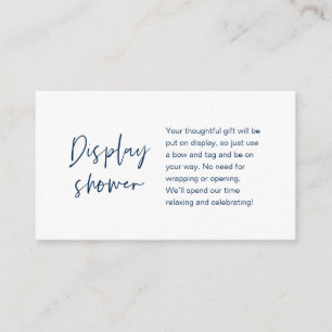 Wedding Display Shower, Modern Minimalist Navy Enclosure Card