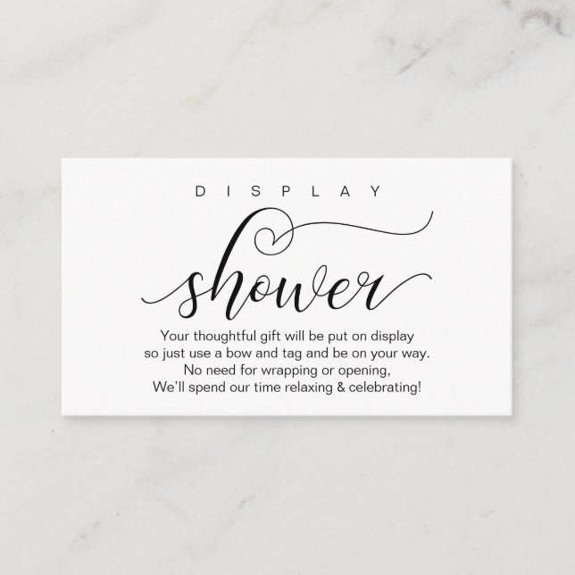 Wedding Display Shower, Modern Romantic Enclosure Card (Front)