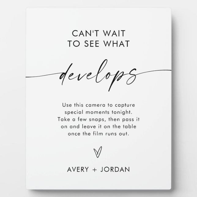 Wedding Disposable Camera Sign, Wedding Photo Game Plaque (Front)