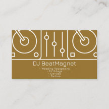 Wedding Dj Business Cards White Gold Simple