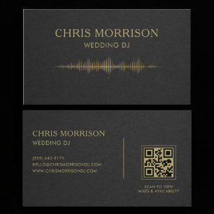 Wedding DJ Music Black Gold QR Code Professional Business Card