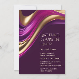 Wedding-Dnner Rehearsal-Purple Fuchsia and Gold Invitation