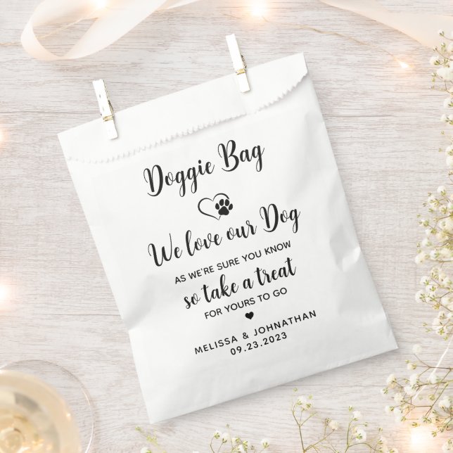 Wedding Doggie Personalised Biscuit Bar Pet Treats Favour Bags (Clipped)