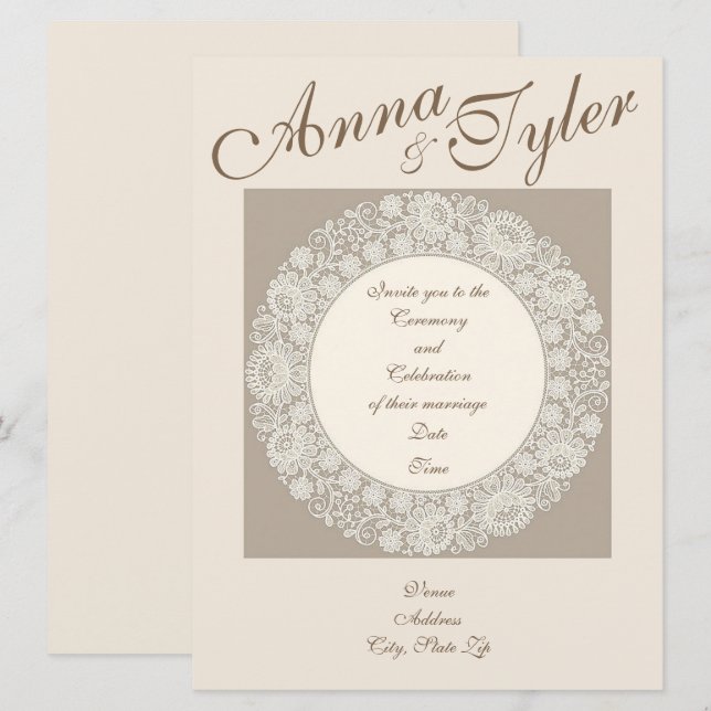 Wedding Doily Wedding Invitation  (Front/Back)