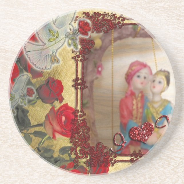 Wedding Doll Portrait Graphic Art Print Coaster (Front)