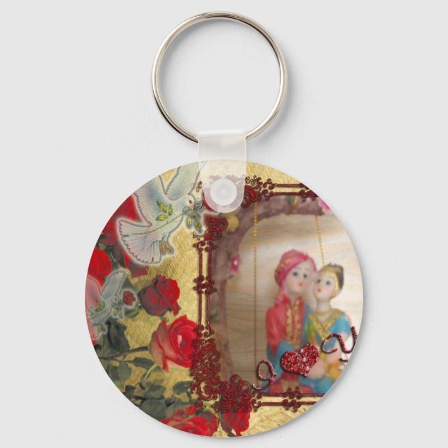 Wedding Doll Portrait Graphic Art Print Key Ring (Front)