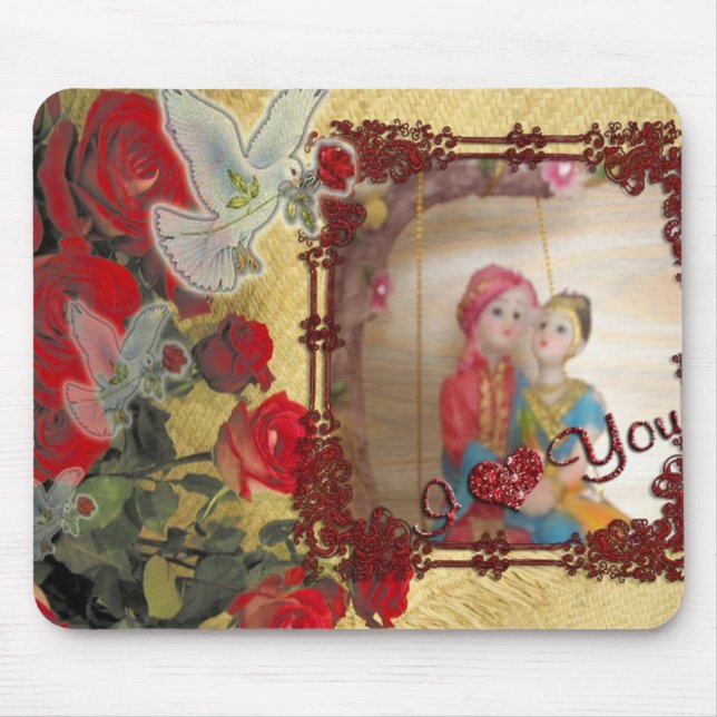 Wedding Doll Portrait Graphic Art Print Mouse Mat (Front)
