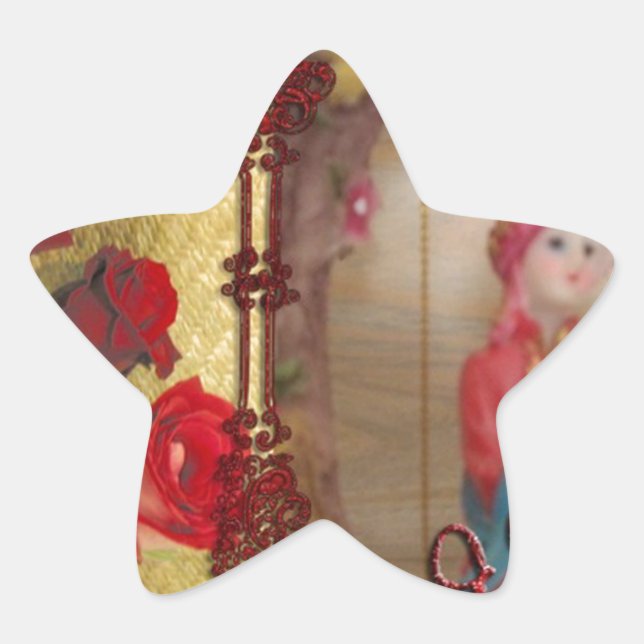 Wedding Doll Portrait Graphic Art Print Star Sticker (Front)