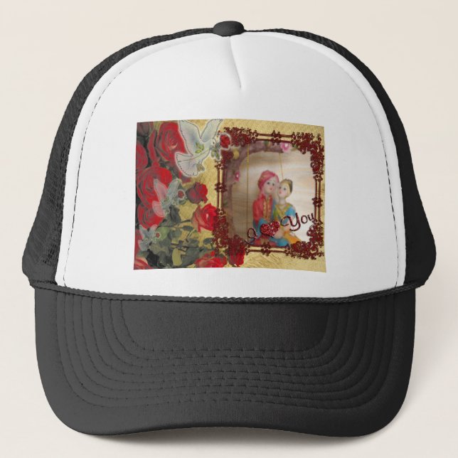 Wedding Doll Portrait Graphic Art Print Trucker Hat (Front)