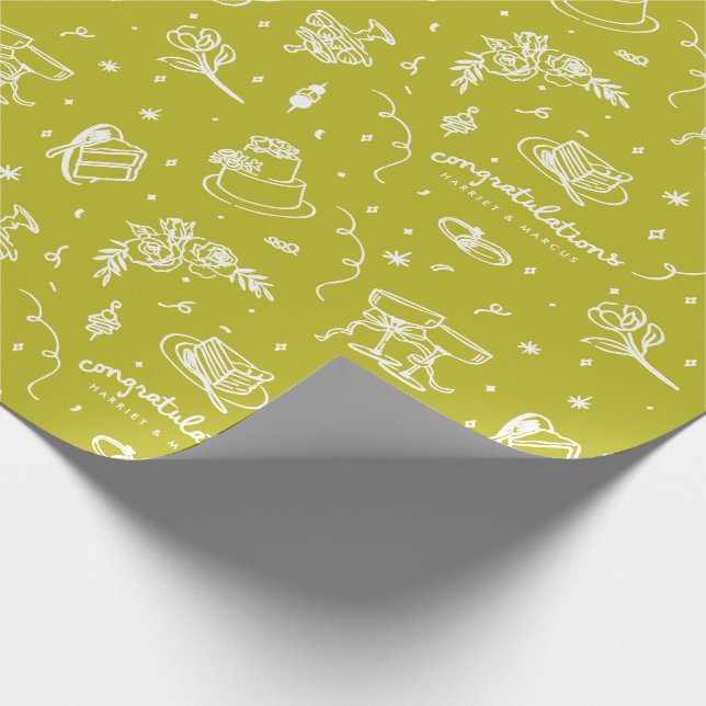 Wedding doodles customizable design wrapping paper (Corner)