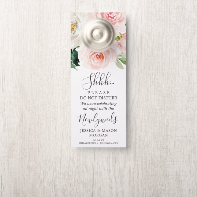 Wedding Door Hanger - Do Not Disturb - Blush (On Knob)