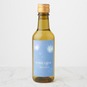 Wedding Dove Blue Lighting Wine Label