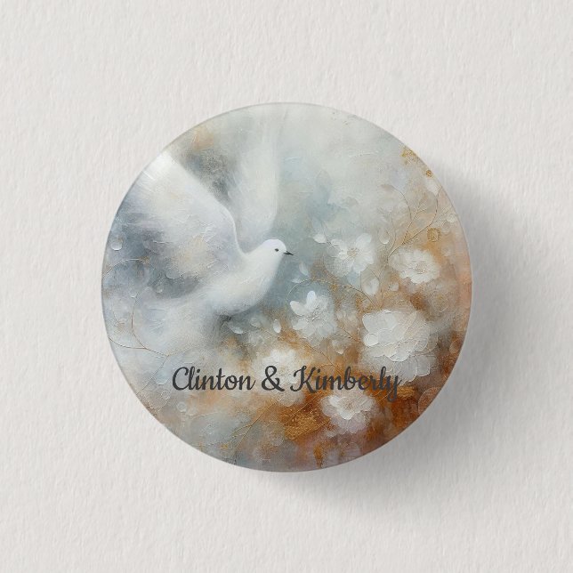 Wedding Dove Floral Button - Customisable (Front)