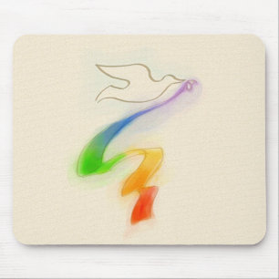 Wedding Dove with Rainbow Ribbon Mouse Mat