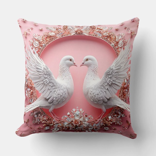 Wedding Doves Bridal Gift Wedding Cushion (Front)