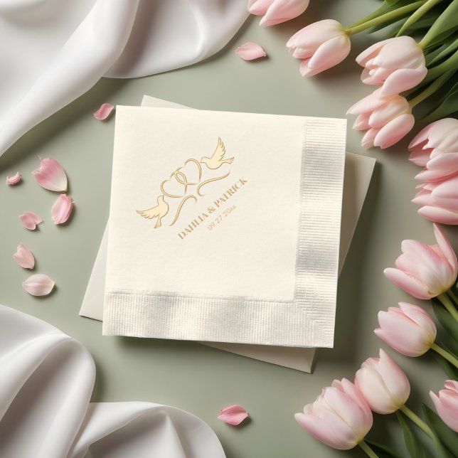 Wedding Doves Hearts  Foil Napkins (Creator Uploaded)