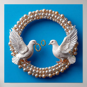 Wedding doves Love Sky Romance Art 🕊️💖☁️✨ Poster