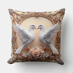 Wedding doves romantic love birds cushion