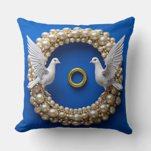 🤍 Wedding doves romantic love birds elegant desig Cushion