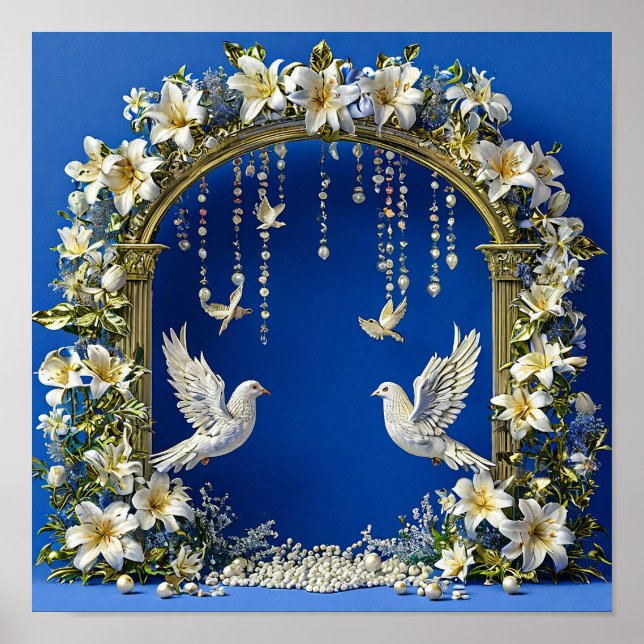 Wedding Doves Romantic Sky Birds 💍🕊️☁️✨ Poster (Front)