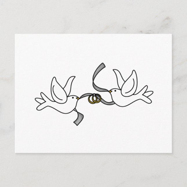 Wedding Doves with Rings Cards (Front)