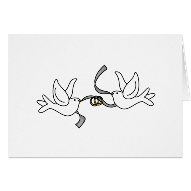 Wedding Doves with Rings Cards (Front Horizontal)