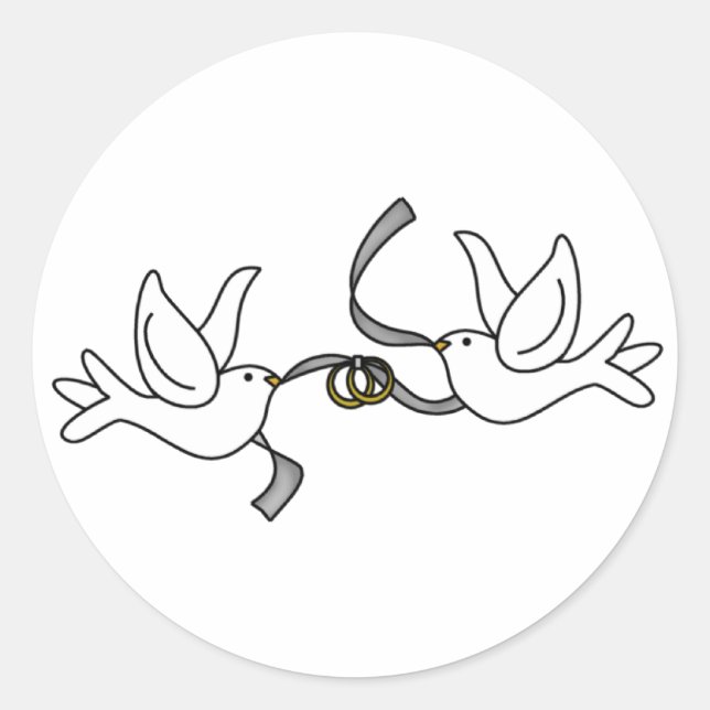Wedding Doves with Rings Sticker (Front)