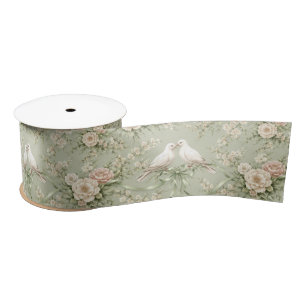 Wedding Doves with Roses and Ribbons Satin Ribbon