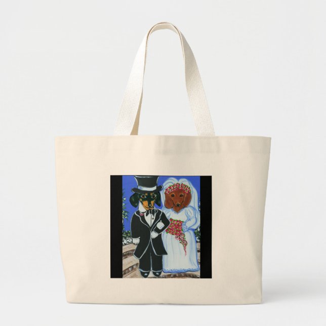 Wedding Doxies Large Tote Bag (Front)