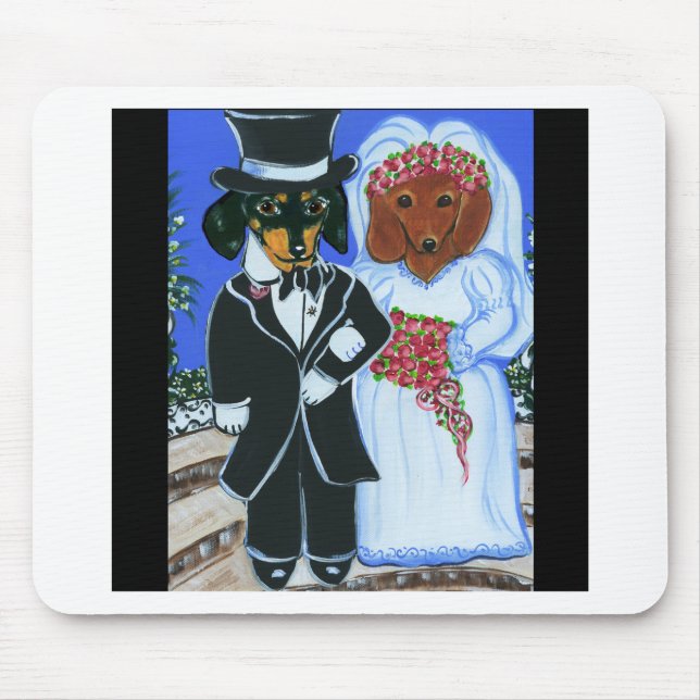 Wedding Doxies Mouse Mat (Front)
