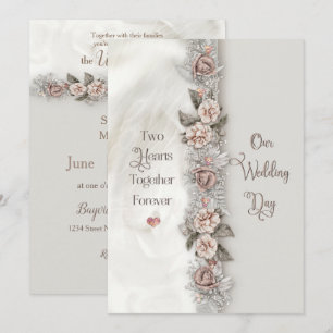 Wedding Dreamy Watercolor Floral Beige Rose Invitation