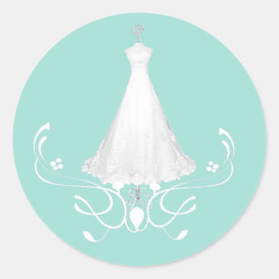 Wedding Dress aquamarine envelope sticker