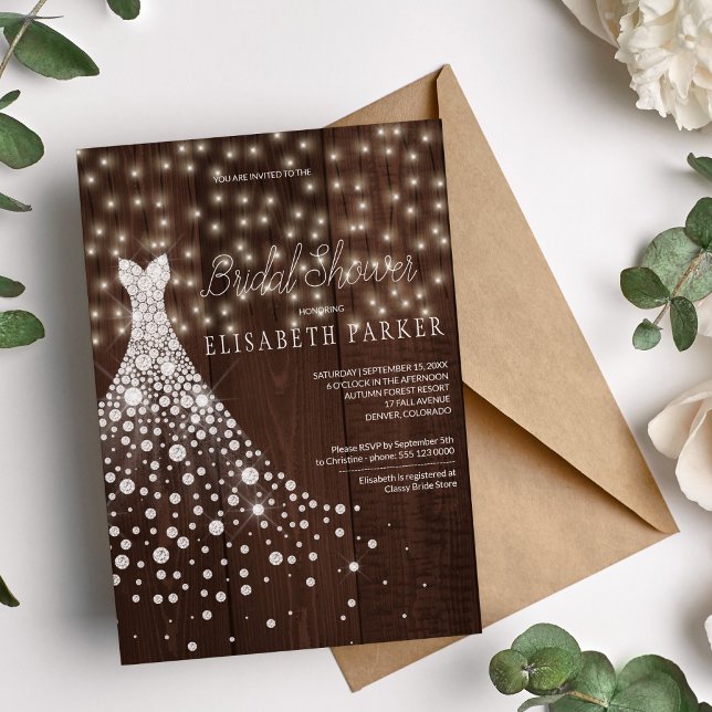 Wedding Dress Barn Wood Rustic Bridal Shower Invitation (Creator Uploaded)