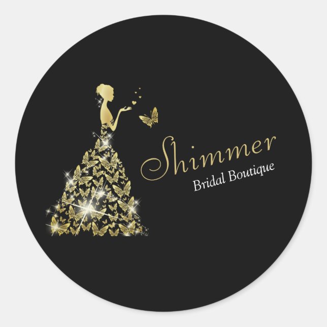 Wedding Dress Bridal Boutique Business Classic Round Sticker (Front)