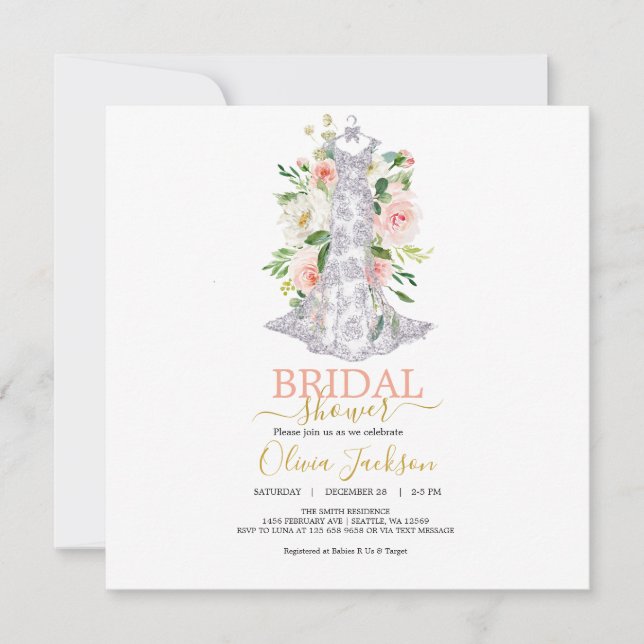 Wedding Dress Bridal Shower Invitation (Front)