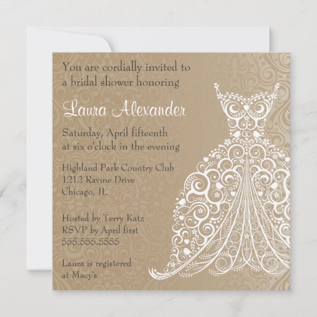 Wedding Dress Bridal Shower Invitation (Front)