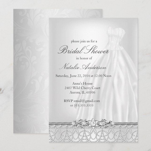 Wedding Dress Bridal Shower Invitation (Front/Back)