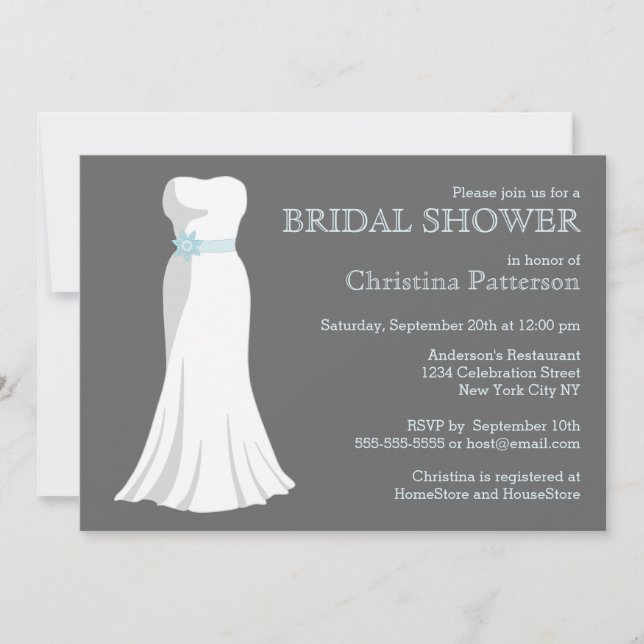 Wedding Dress Bridal Shower Invitation (Front)