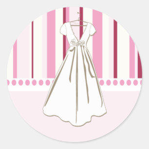 Wedding Dress Bridal Shower Stickers