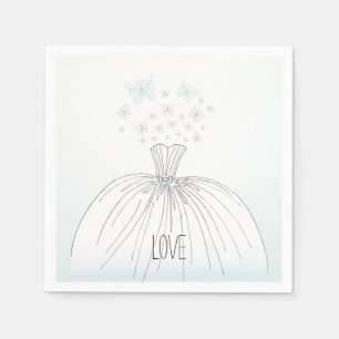 Wedding Dress Butterflies Napkin